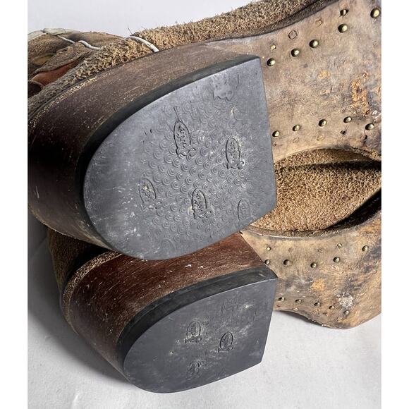 Vintage Justin Cowboy Boots Brown Orange Suede Leather Womens Size 8.5B Western - Picture 9 of 13